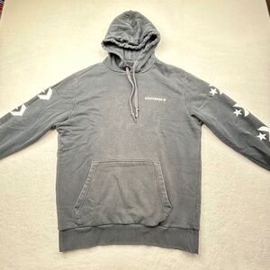 Converse Mens Washed Gray Converse Hoodie With Logo Graphics Size Small